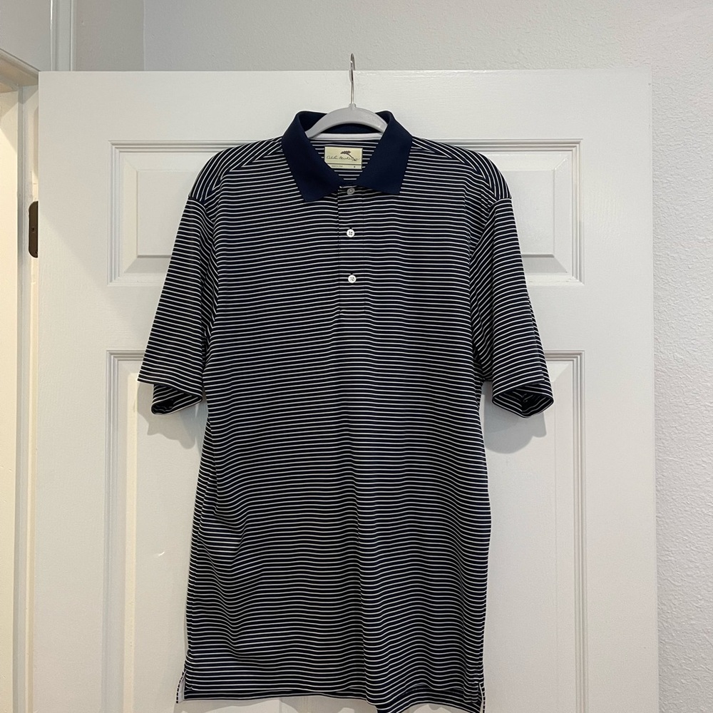 Navy Striped Polo Shirt Dri Fit